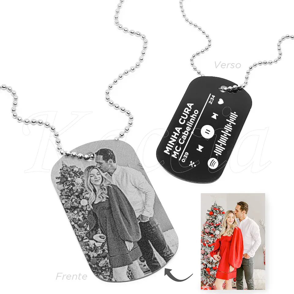 Colar Personalizado Militar Masculino Foto Spotify 1