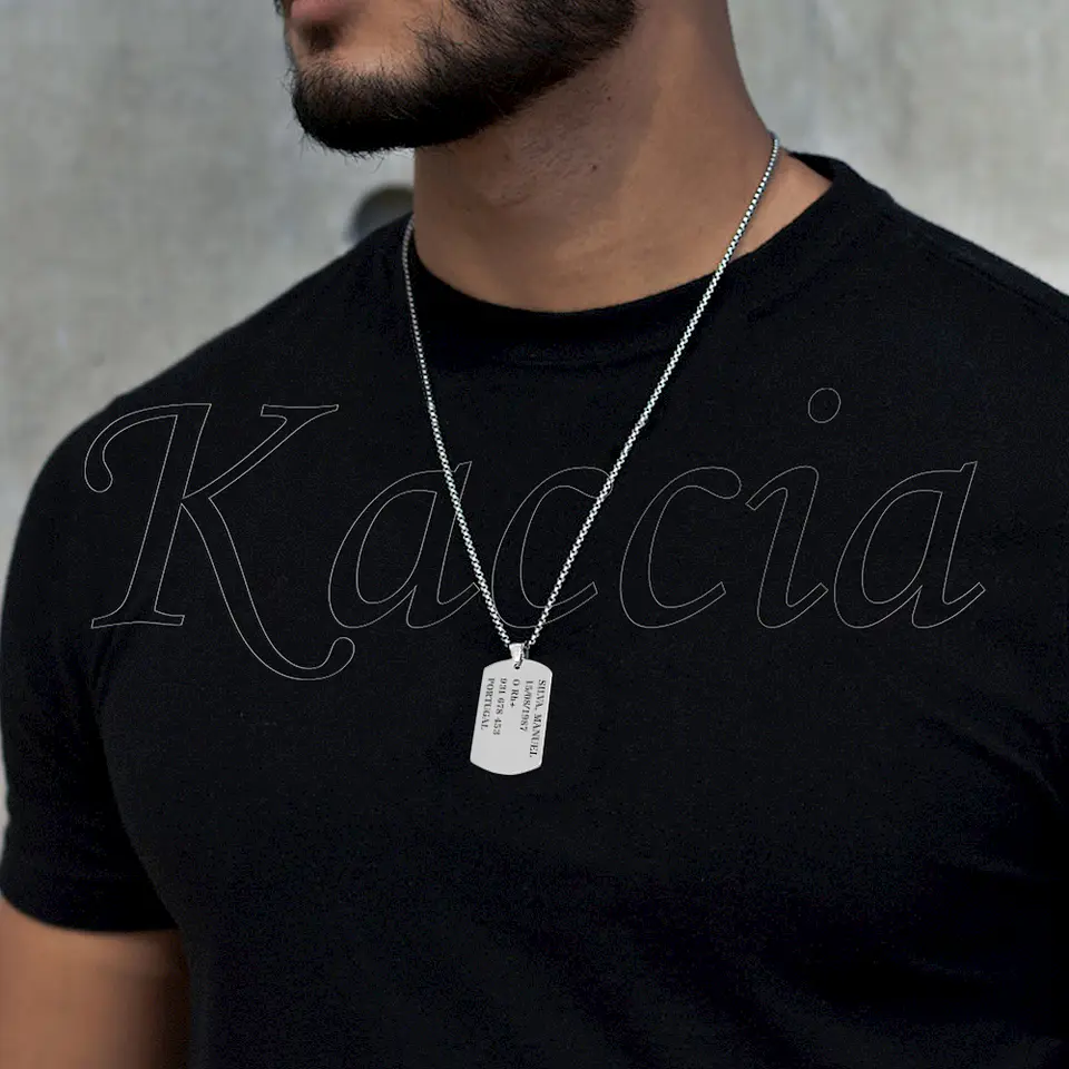 Colar Personalizado Militar Masculino Tag Aço Inox 2