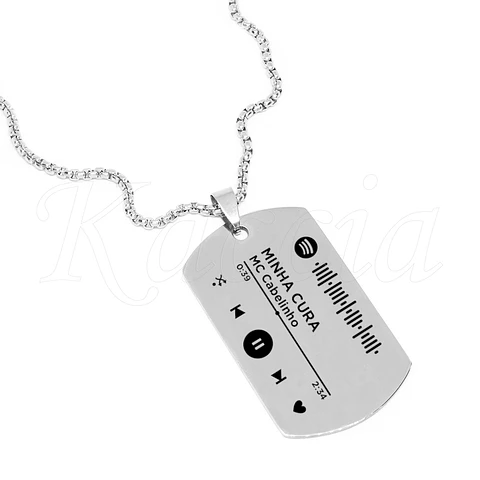 Colar Personalizado Militar Masculino Spotify Aço Inox