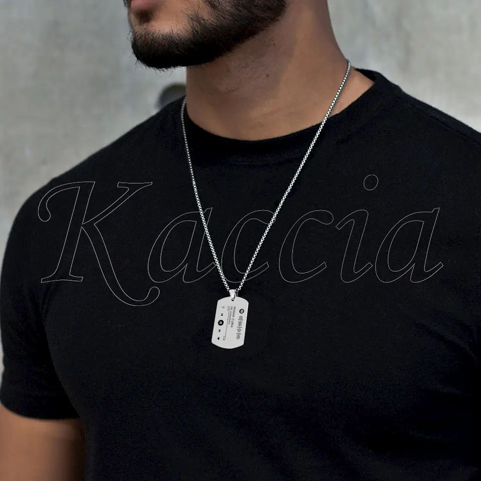 Colar Personalizado Militar Masculino Spotify Aço Inox 4