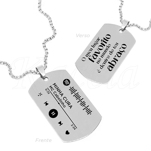 Colar Personalizado Militar Masculino Spotify Aço Inox