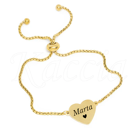 Pulseira Personalizada Coração Nome Aço Inox