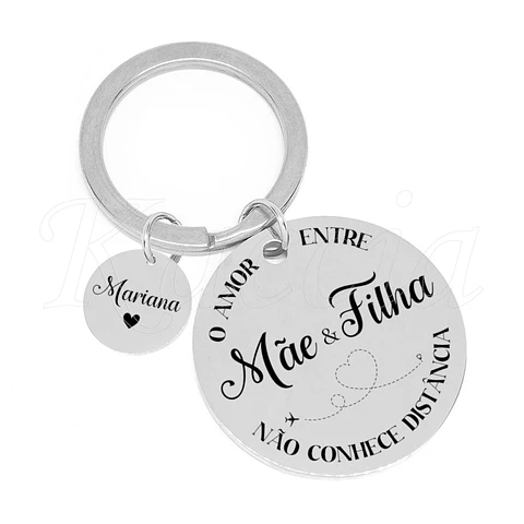 Porta-chaves Personalizado Amor Distância Aço Inox