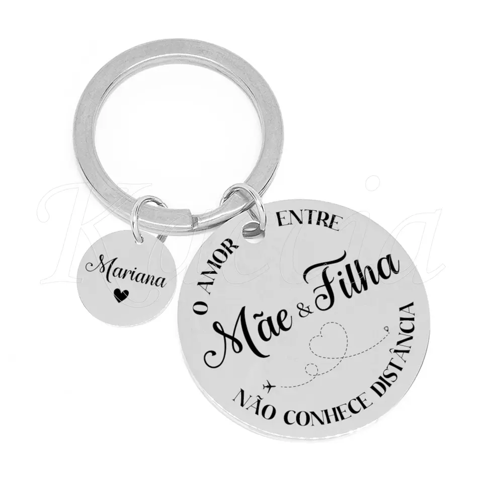 Porta-chaves Personalizado Amor Distância Aço Inox 2