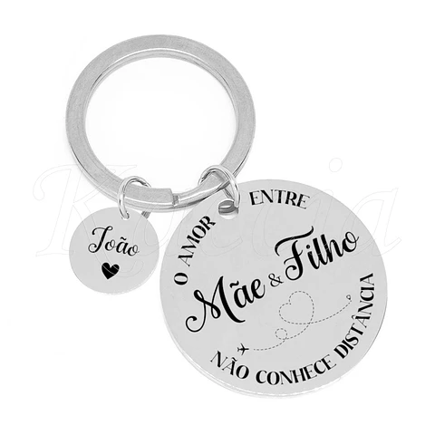 Porta-chaves Personalizado Amor Distância Aço Inox