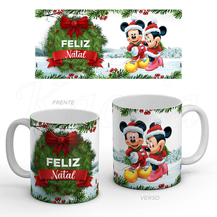 Caneca Feliz Natal Mickey Minnie