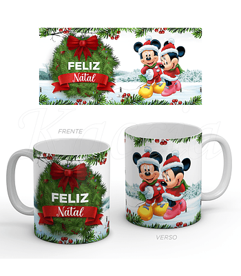 Caneca Feliz Natal Mickey Minnie