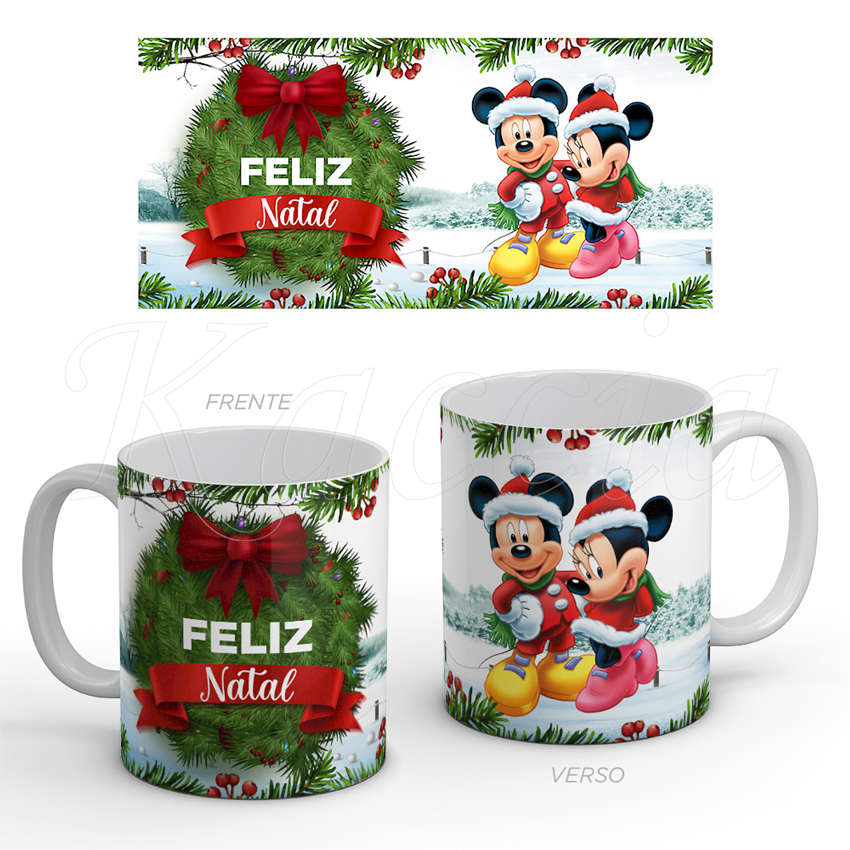 Caneca Feliz Natal Mickey Minnie 1