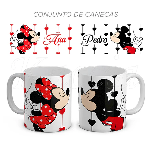 Conjunto de Canecas Personalizadas Mickey & Minnie