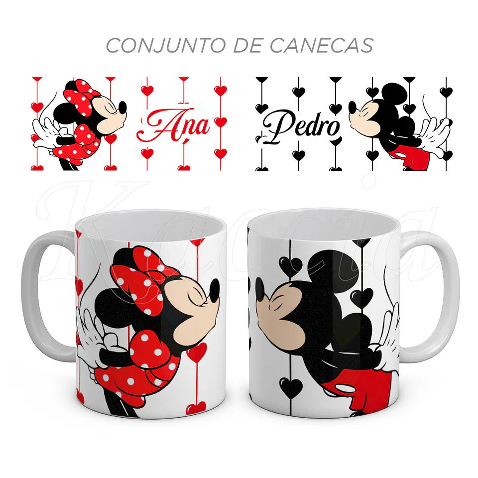 Conjunto de Canecas Personalizadas Mickey & Minnie 1