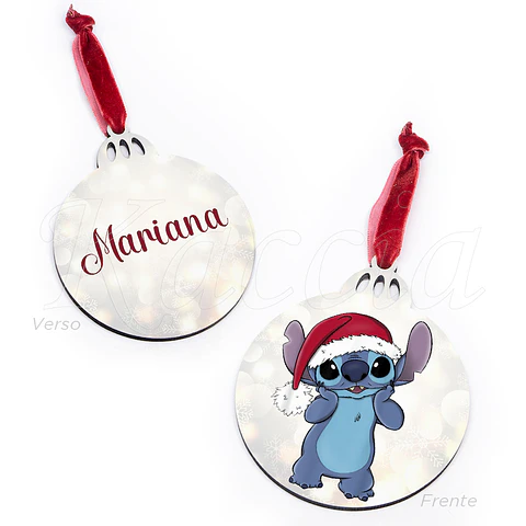 Bola de Natal Personalizável Stitch com Nome