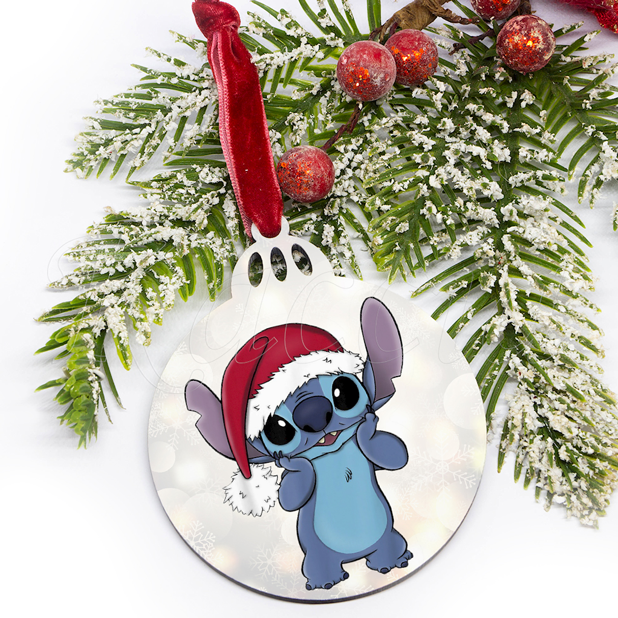 Bola de Natal Personalizável Stitch com Nome 3