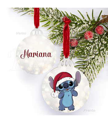 Bola de Natal Personalizável Stitch com Nome