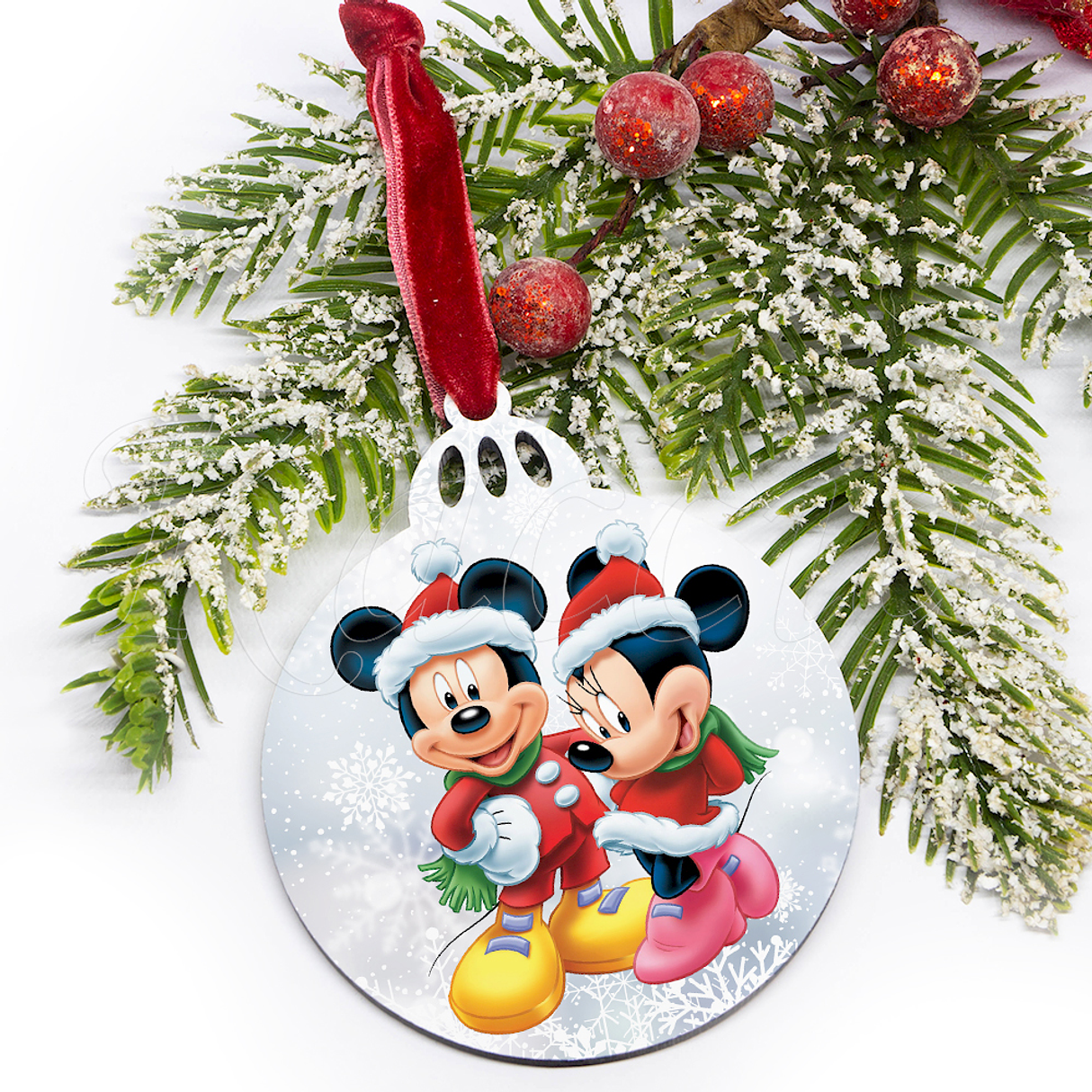 Bola de Natal Personalizável Mickey Minnie com Nome 3