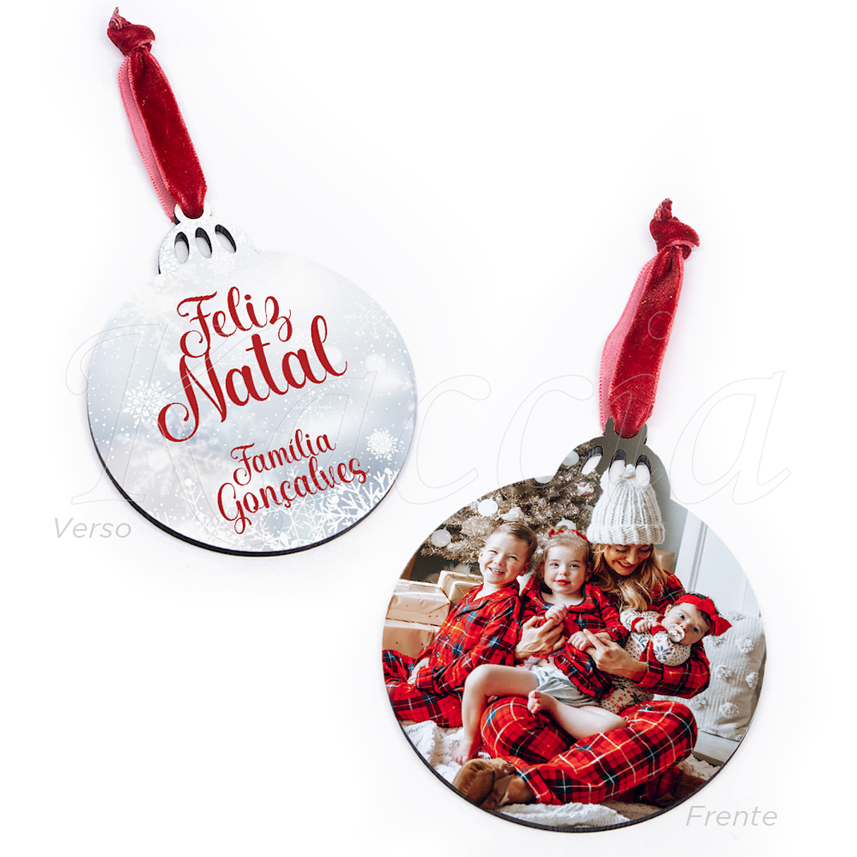 Bola de Natal Personalizável com Foto e Frases 2