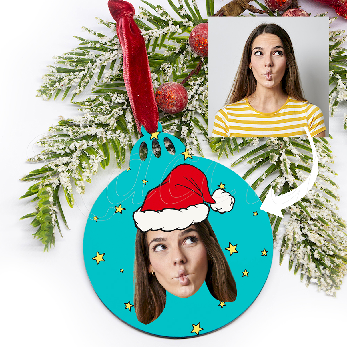 Bola de Natal Personalizável com Foto e Nome Engraçada 3