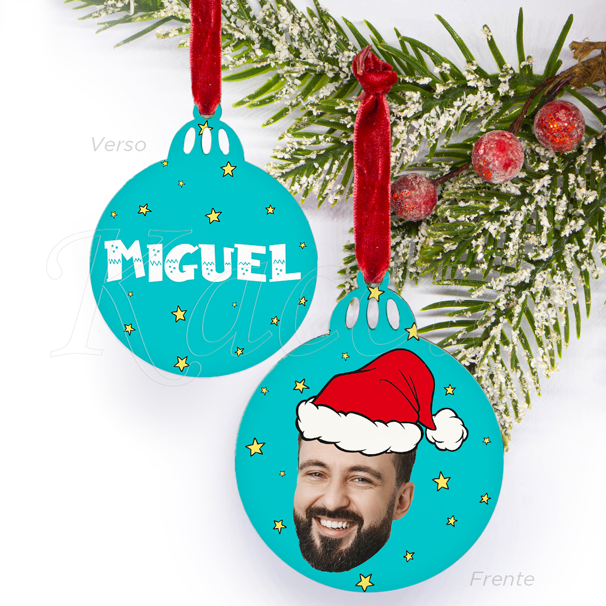 Bola de Natal Personalizável com Foto e Nome Engraçada 1