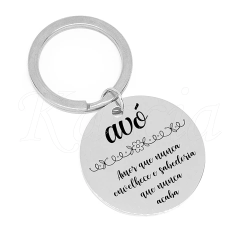 Porta-chaves Personalizado Avó Amor e Sabedoria Aço Inox