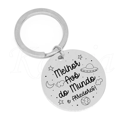 Porta-chaves Personalizado Melhor do Mundo e Arredores Aço Inox