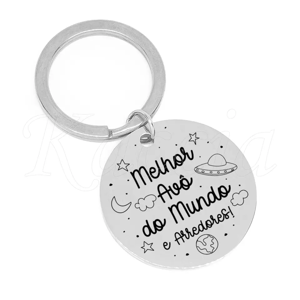 Porta-chaves Personalizado Melhor do Mundo e Arredores Aço Inox 2