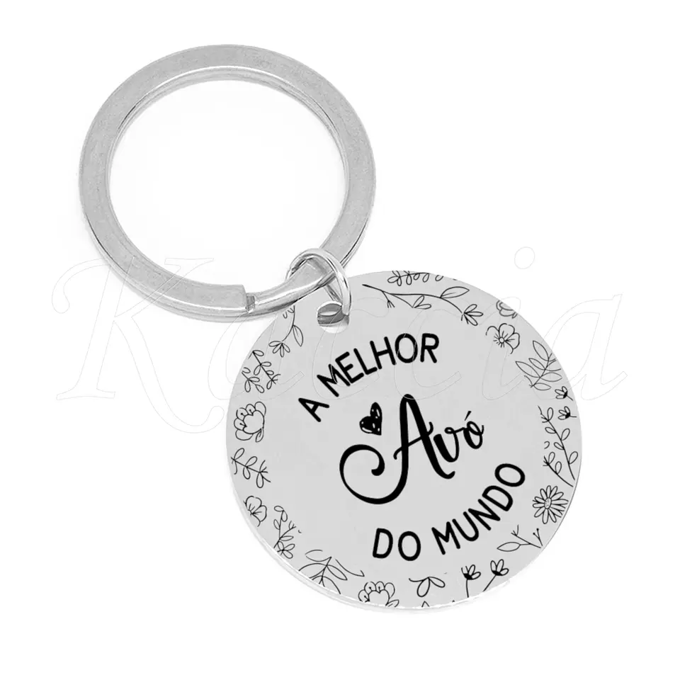 Porta-chaves Personalizado Melhor do Mundo Floral Aço Inox 2