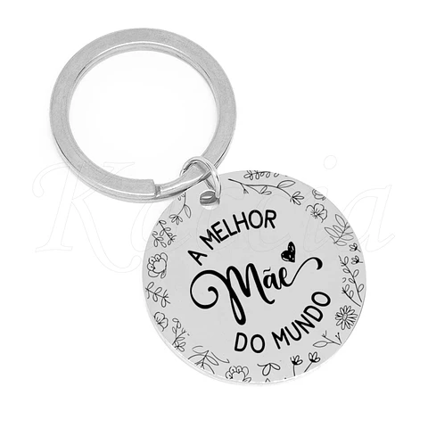 Porta-chaves Personalizado Melhor do Mundo Floral Aço Inox