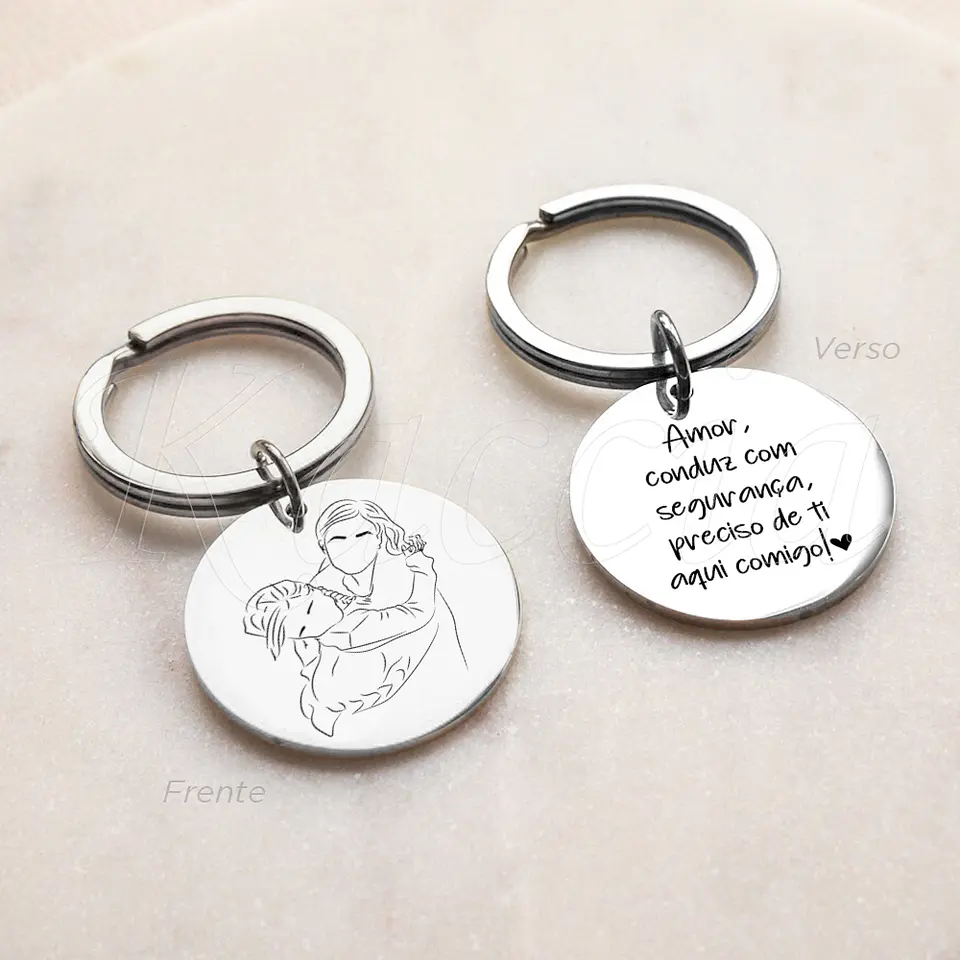 Porta-chaves Personalizado Ilustração Foto Frase Aço Inox 2