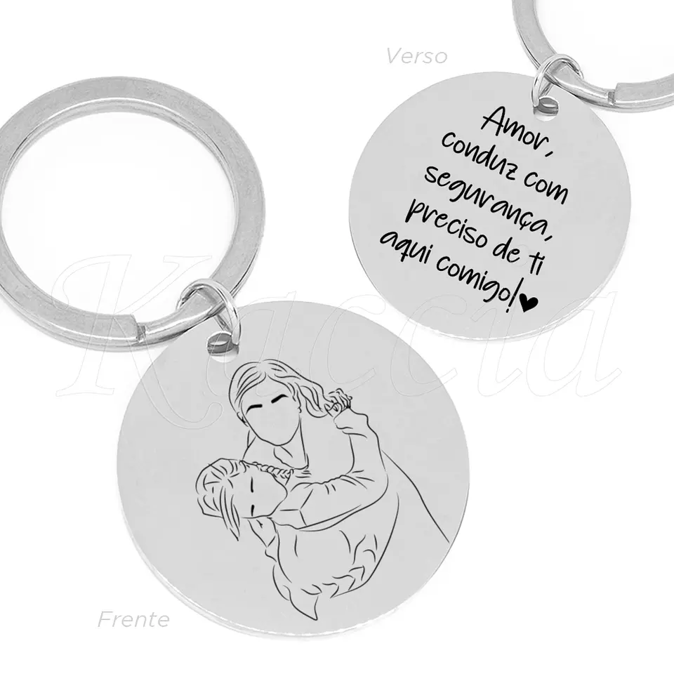 Porta-chaves Personalizado Ilustração Foto Frase Aço Inox 1