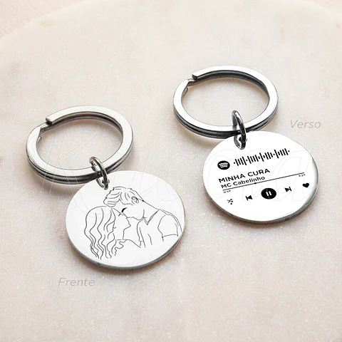 Porta-chaves Personalizado Spotify Ilustração Foto Aço Inox