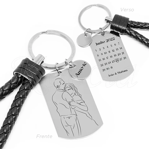 Porta-chaves Personalizado Ilustração Foto Calendário Aço Inox