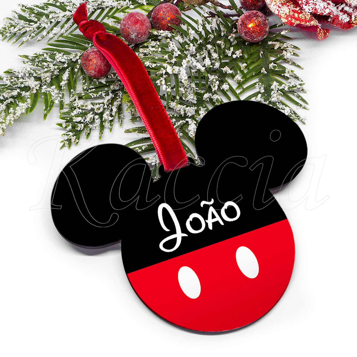 Bola de Natal Personalizável Mickey com Nome 3