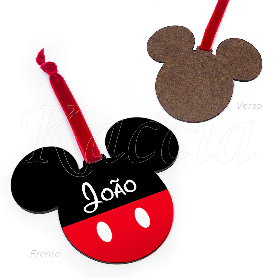 Bola de Natal Personalizável Mickey com Nome 4