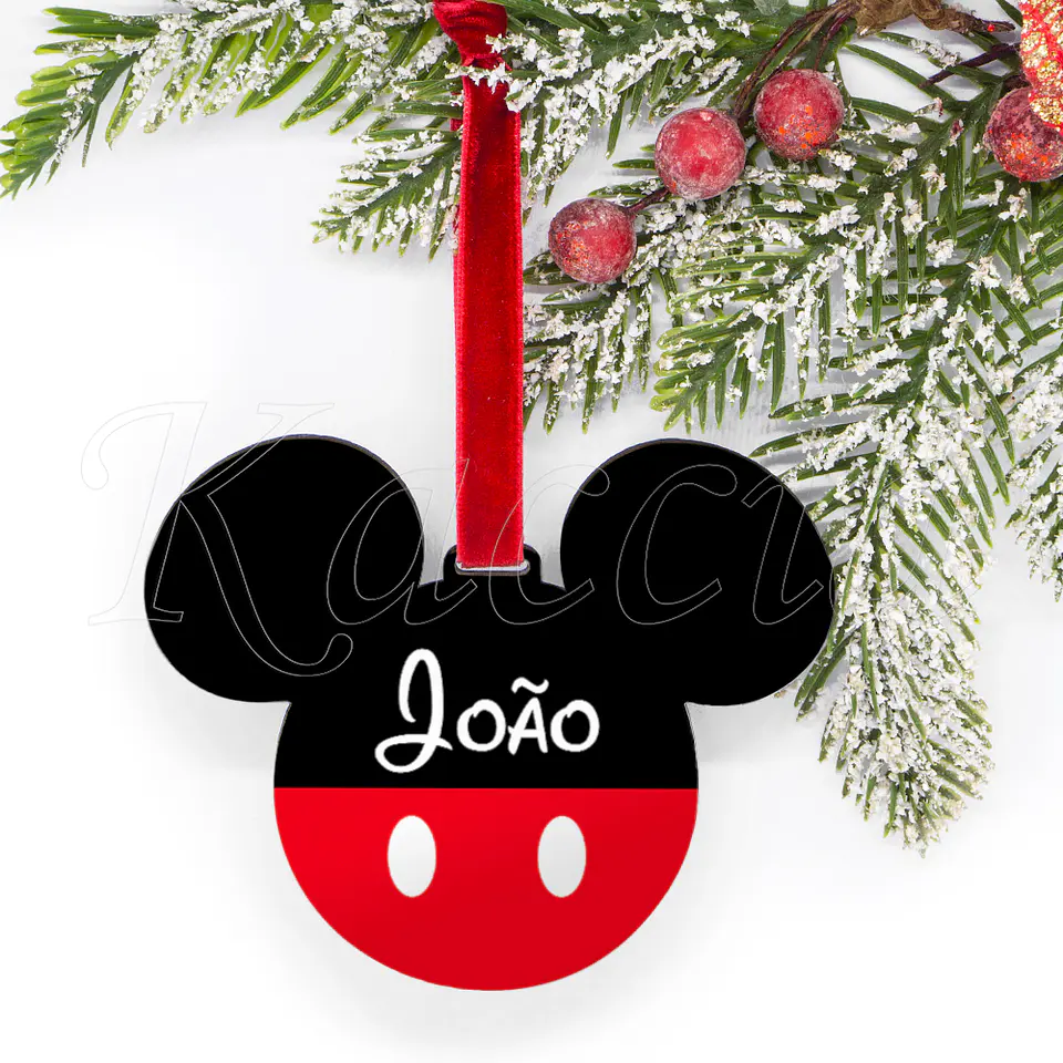 Bola de Natal Personalizável Mickey com Nome 1