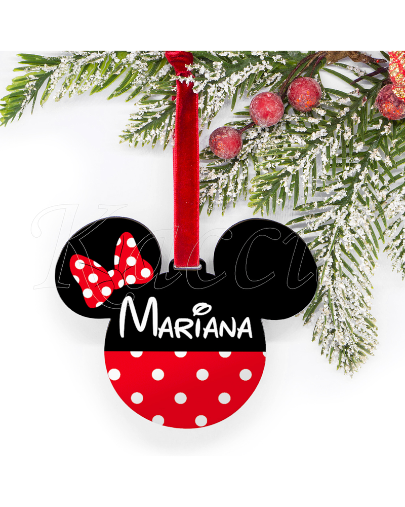 Bola de Natal Personalizável Minnie com Nome