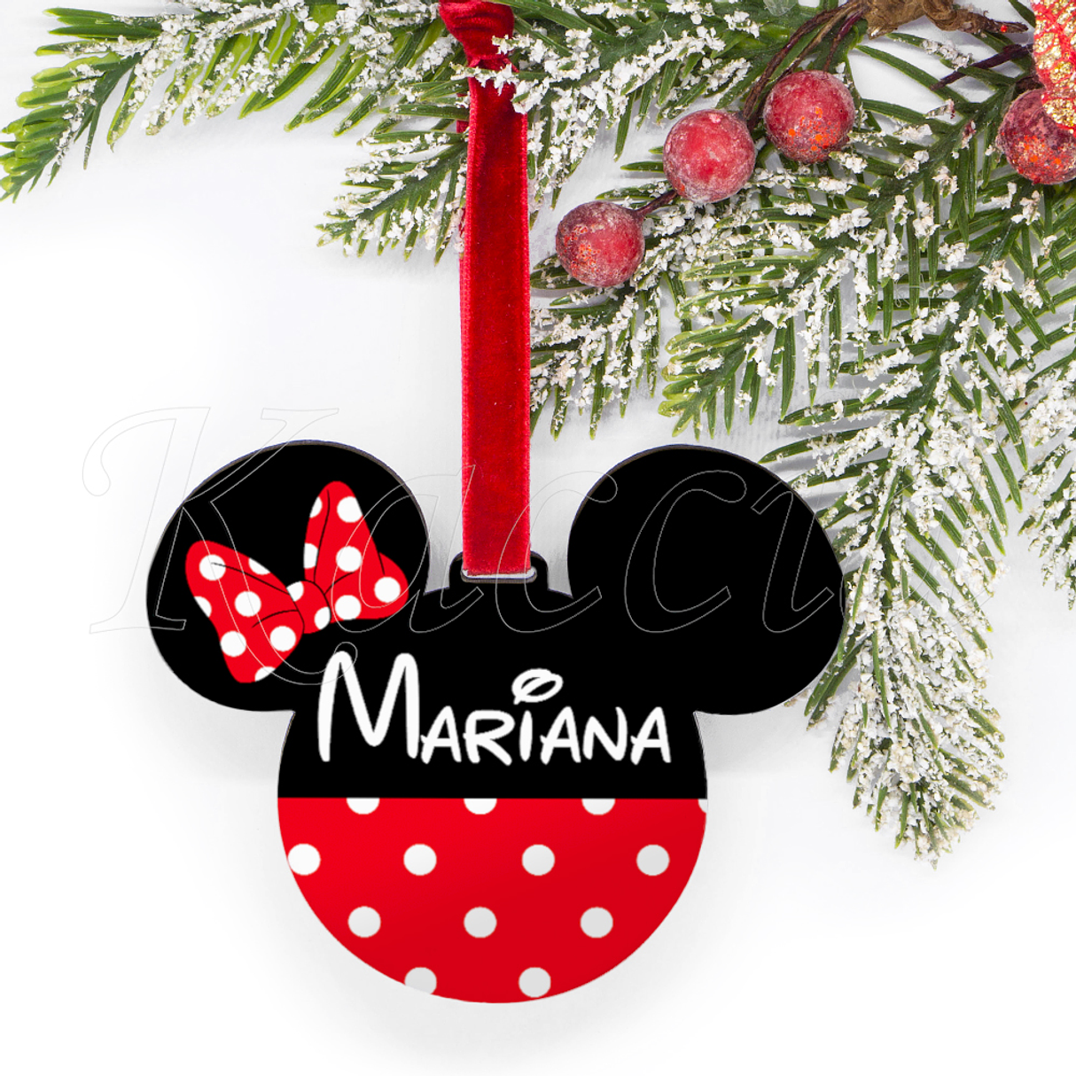 Bola de Natal Personalizável Minnie com Nome 1