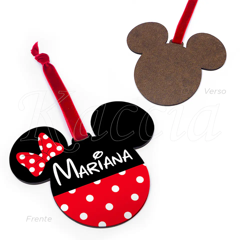 Bola de Natal Personalizável Minnie com Nome 4