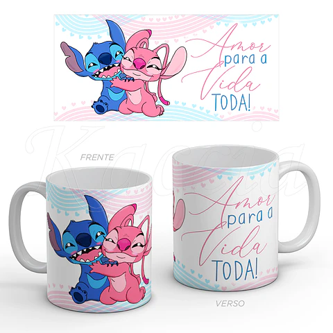 Caneca Amor para a Vida Toda Stitch & Ángel