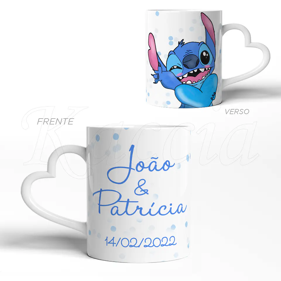 Conjunto de Canecas Personalizadas Stitch & Ángel Heart 3