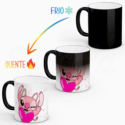 Conjunto de Canecas Personalizadas Stitch & Ángel Heart