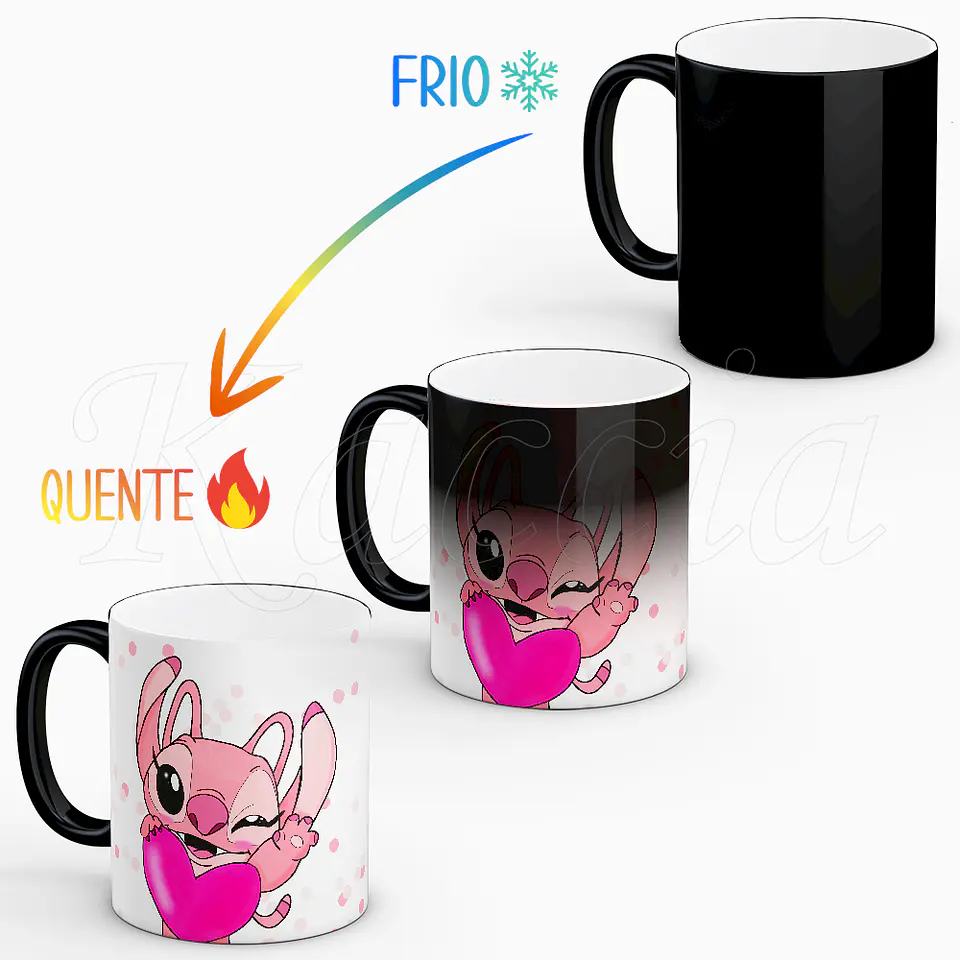 Conjunto de Canecas Personalizadas Stitch & Ángel Heart 2