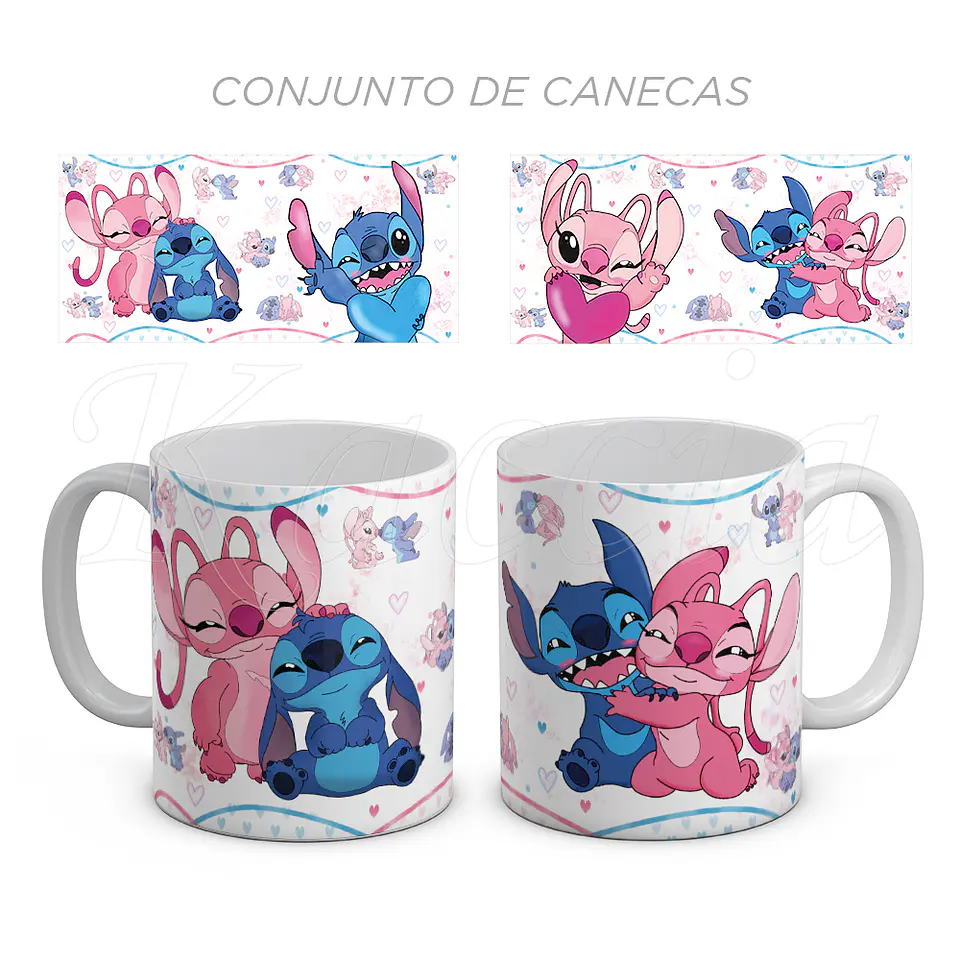 Conjunto de Canecas Stitch & Ángel Love 1