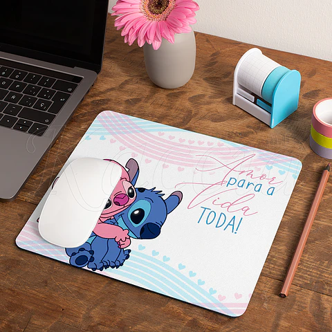 Tapete de Rato Amor para a Vida Toda Stitch & Ángel