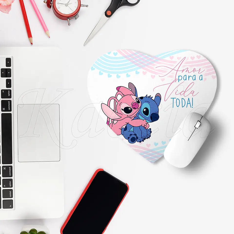Tapete de Rato Coração Amor para a Vida Toda Stitch & Ángel 2