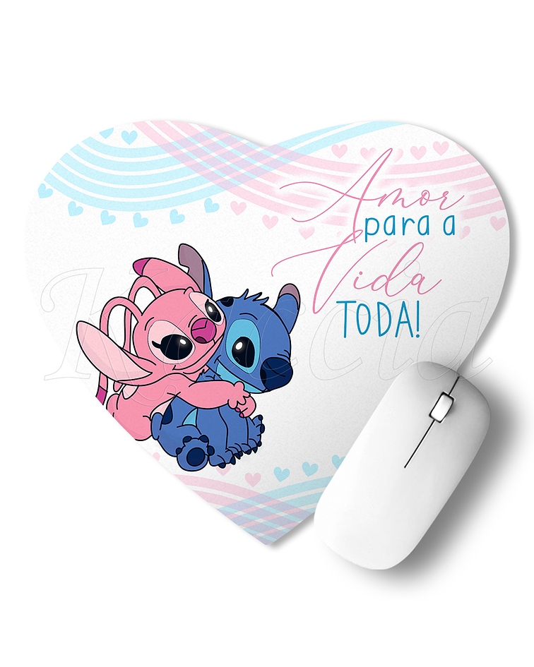 Tapete de Rato Coração Amor para a Vida Toda Stitch & Ángel