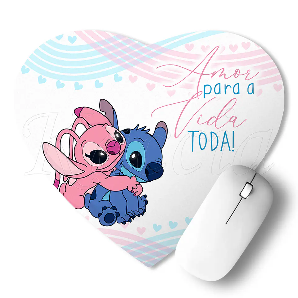 Tapete de Rato Coração Amor para a Vida Toda Stitch & Ángel 1
