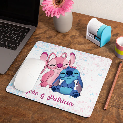 Tapete de Rato Personalizado Stitch & Ángel Nomes