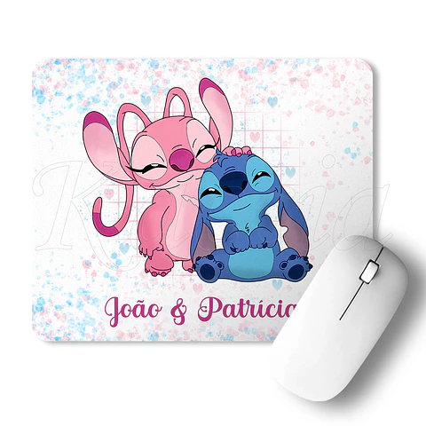 Tapete de Rato Personalizado Stitch & Ángel Nomes