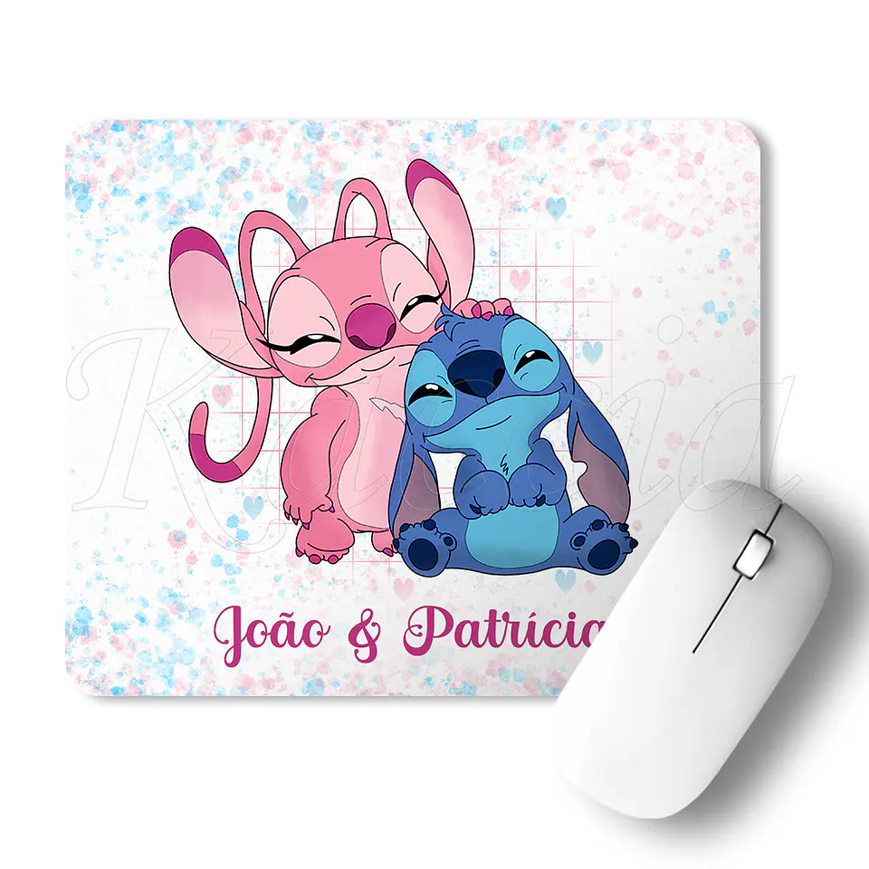 Tapete de Rato Personalizado Stitch & Ángel Nomes 1