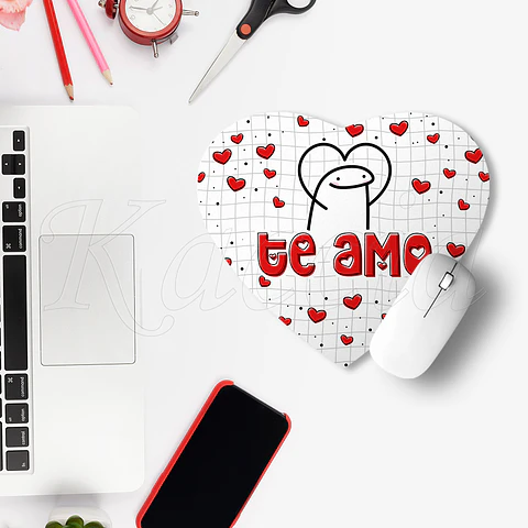 Tapete de Rato Coração Te Amo Flork