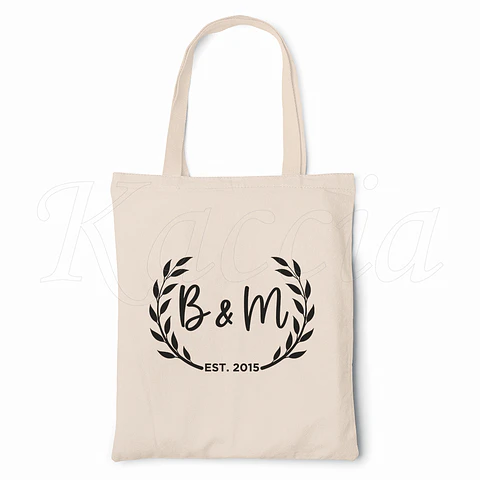 Saco Tote Bag Personalizado Iniciais Leaf